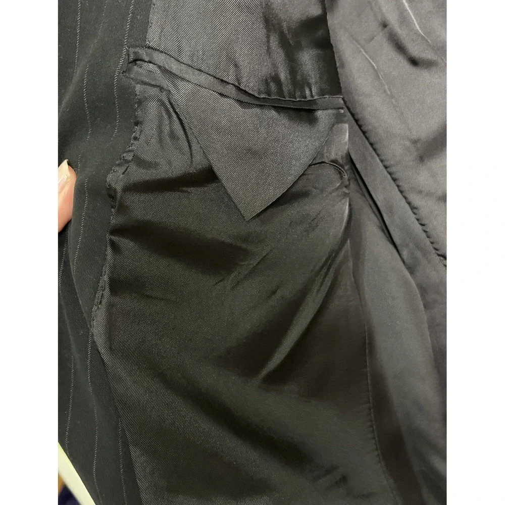 Theory Men's Pinstriped Black Blazer Size 44R Cotton Blend Business Suit‎ Jacket